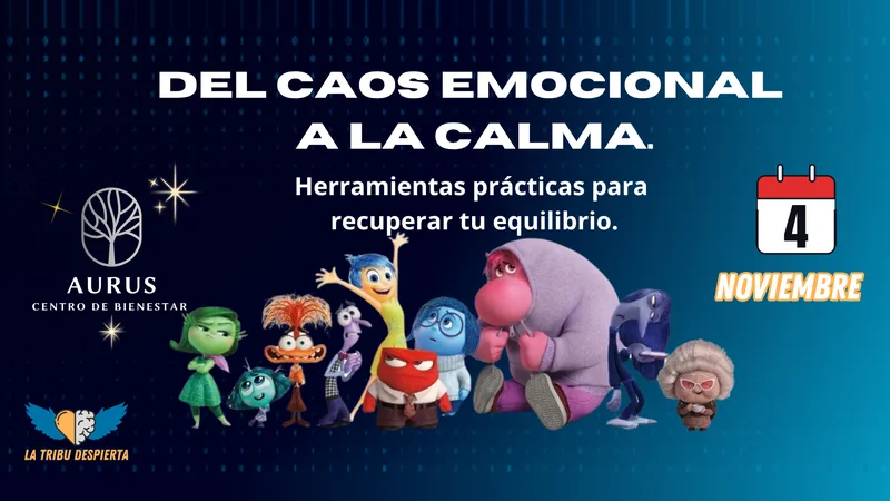 Cartel de la charla Del caos emocional a la calma en el Centro Aurus